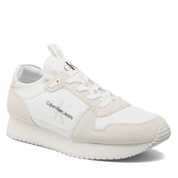 Calvin Klein Jeans Laisvalaikio batai Calvin Klein Jeans Runner Sock Laceup Ny-Lth YM0YM00553 White/Ivory 0K7