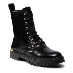 Tommy Hilfiger Schnürstiefeletten Tommy Hilfiger Polished Leather Lace Up Boot FW0FW06008 Black BDS