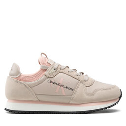 

Снікерcи Calvin Klein Jeans Runner Sock Laceup Ny-Lth Wn YW0YW00840 Eggshell/Pink Blush BGE, Бежевий
