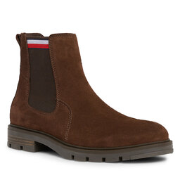 Tommy Hilfiger Klassische Stiefeletten Tommy Hilfiger Corpoarte Hilfiger Suede Chelsea FM0FM04803 Cocoa GT6