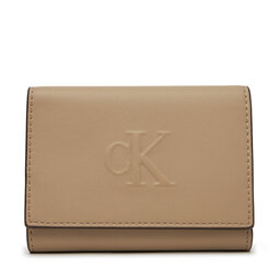 Calvin Klein Jeans Mazs sieviešu maks Calvin Klein Jeans Sculpted Medium Trifold LV04K1078G Bēšs