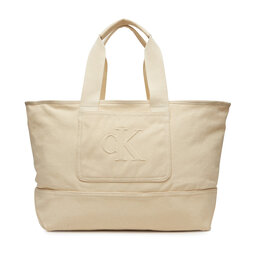 Calvin Klein Jeans Torebka Calvin Klein Jeans Pocket Canvas Zip Weekender LV04G3093G Écru