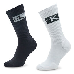 Calvin Klein Jeans Sada 2 párů pánských vysokých ponožek Calvin Klein Jeans 701223260 White/Black 001