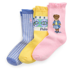 Polo Ralph Lauren Sada 3 párů dětských vysokých ponožek Polo Ralph Lauren 447969099001 Barevná