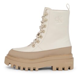 

Ботильйони Calvin Klein Jeans Flatform Lace Up Boot Lth YW0YW01110 Eggshell/Travertine 0F7, Бежевий