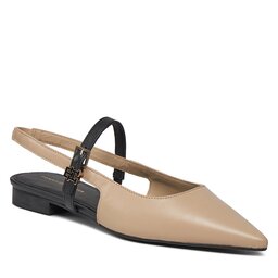 Tommy Hilfiger Sandales Tommy Hilfiger Leather Sling Back Ballerina FW0FW07772 White Clay AES