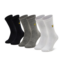 Lyle & Scott Zestaw 3 par wysokich skarpet męskich Lyle & Scott Hamilton LS-SPRT-SK-502-3321 Black/Grey/Bright White