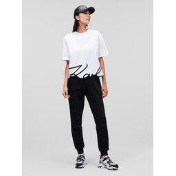 KARL LAGERFELD KARL LAGERFELD Majica Signature Hem 226W1703 Bela Relaxed Fit