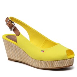 Tommy Hilfiger Sandaler Tommy Hilfiger Iconic Elba Sling Back Wedge FW0FW04788 Vivid Yellow ZGS