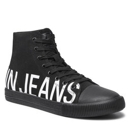 Calvin Klein Jeans Modne superge Calvin Klein Jeans Vulcanized Mid Sneaker Logo YM0YM00276 Triple Black 0GJ