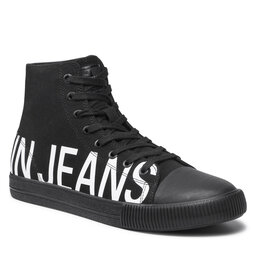 Calvin Klein Jeans Tornacipő Calvin Klein Jeans Vulcanized Mid Sneaker Logo YM0YM00276 Triple Black 0GJ