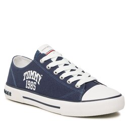 Tommy Hilfiger Tygskor Tommy Hilfiger Varisty Low Cut Lace-Up Sneaker T3X9-32833-0890 S Blue 800