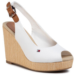 Tommy Hilfiger Σανδάλια Tommy Hilfiger Iconic Elena Sling Back Wedge FW0FW04789 Ivory YBI