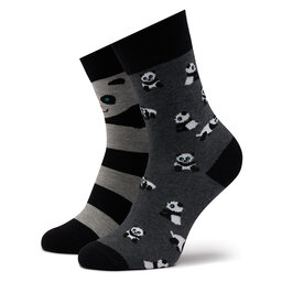 Funny Socks Дълги чорапи unisex Funny Socks Panda SM1/35 Сив