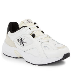 Calvin Klein Jeans Sportcipő Calvin Klein Jeans Retro Runner Lace Up Lth Mix Wn YW0YW01184 Bright White/Black YBR