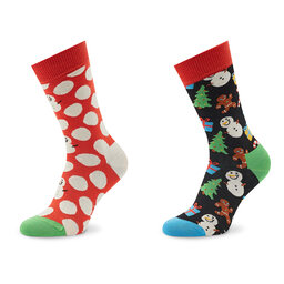 Happy Socks Σετ 2 ζευγάρια ψηλές κάλτσες unisex Happy Socks XBDS02-6500 Έγχρωμο