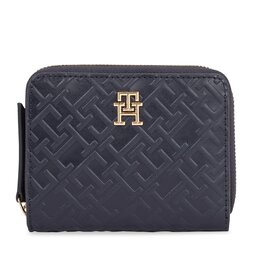 Tommy Hilfiger Mały Portfel Damski Tommy Hilfiger Th Refined Med Za Mono AW0AW15755 Granatowy