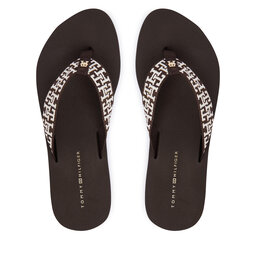 Tommy Hilfiger Zehentrenner Tommy Hilfiger Mono Wedge Summer Sandal FW0FW09696 Braun