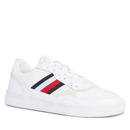 Tommy Hilfiger Laisvalaikio batai Tommy Hilfiger Court Cupsole Retro Lth Stripes FM0FM04828 White YBS