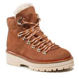 Tommy Hilfiger Schnürstiefeletten Tommy Hilfiger Leather Outdoor Flat Boot FW0FW06822 Natural Cognac GTU