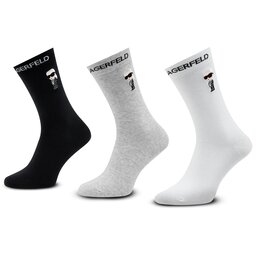 KARL LAGERFELD 3er-Set hohe Damensocken KARL LAGERFELD 230W6001 Black/White/Grey 972