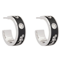 Coach Naušnice Coach Enamel Horse & Carriage Hoop Earrings 37479036RHO003 Černá