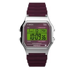 Timex Zegarek Timex T80 TW2V41300 Burgundy/Silver