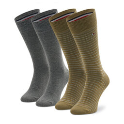 Tommy Hilfiger 2er-Set hohe Herrensocken Tommy Hilfiger 100001496 Olive/Grey Melange 023