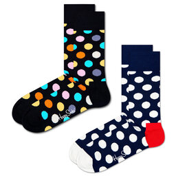 Happy Socks Σετ 2 ζευγάρια ψηλές κάλτσες unisex Happy Socks BDO02-9350 Μαύρο