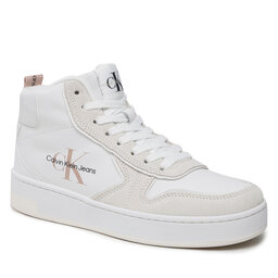 Calvin Klein Jeans Tenisice Calvin Klein Jeans Basket Cupsole Mid Irreg Line Wn YW0YW00921 White/Ancient White 0LA