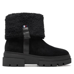Tommy Hilfiger Μποτάκια Tommy Hilfiger Faux Fur Suede Roll-Down Boot FW0FW08158 Μαύρο