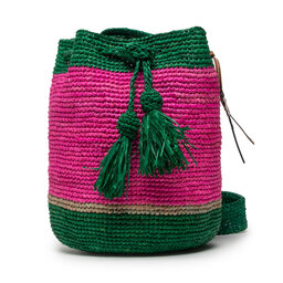 Manebi Дамска чанта Manebi Beach Bucket V 2.9 AE Green/Fuchsia Raffia