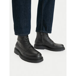 Calvin Klein Schnürschuhe Calvin Klein Combat Ess Lace Up Zip Boot Lth YM0YM01373 Schwarz