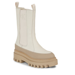 Calvin Klein Jeans Stiefeletten Calvin Klein Jeans Flatform Chelsea Boot Lth Wn YW0YW01111 Eggshell/Travertine 0F7