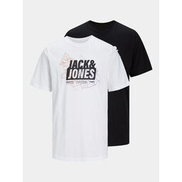 Jack&Jones Jack&Jones 2er-Set T-Shirts Map Logo 12260796 Schwarz Regular Fit