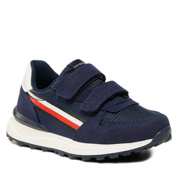 Tommy Hilfiger Сникърси Tommy Hilfiger Stripes Low Cut Velcro Sneaker T1B9-32882-1587 S Blue/White X007