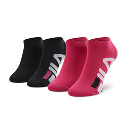 Fila Set di 2 paia di calzini corti unisex Fila Invisible F9199 Black/Fuxia