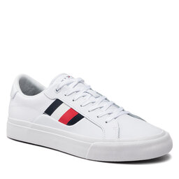 Tommy Hilfiger Πάνινα παπούτσια Tommy Hilfiger Core Stripes Vulc Leather FM0FM04140 White YBR