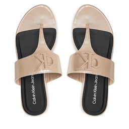 Calvin Klein Jeans Šlepetės per pirštą Calvin Klein Jeans Flat Sandal Slide Toepost Mg Met YW0YW01342 Rožinė