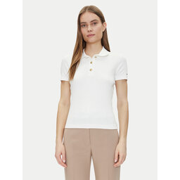Tommy Hilfiger Tommy Hilfiger Polo Slim Gold Button Polo Ss WW0WW45436 Λευκό Regular Fit