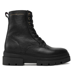 Tommy Hilfiger Μποτάκια Tommy Hilfiger Bicolor Leather Lace-Up FW0FW08160 Μαύρο