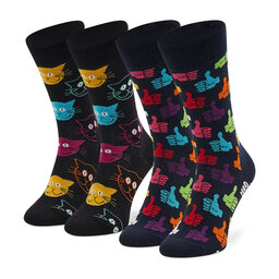 Happy Socks 2er-Set hohe Unisex-Socken Happy Socks MJA02-9050 Schwarz