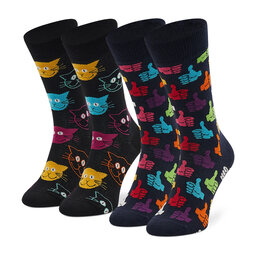 Happy Socks Σετ 2 ζευγάρια ψηλές κάλτσες unisex Happy Socks MJA02-9050 Μαύρο