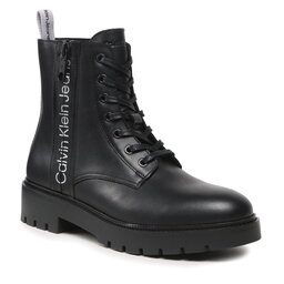 Calvin Klein Jeans Csizma Calvin Klein Jeans Combat Mid Laceup Boot W Zip YM0YM00262 Outline Mono Black 0GK