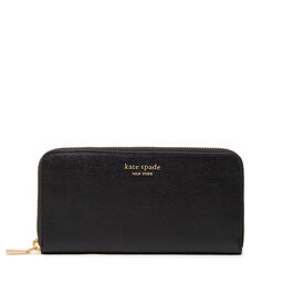 Kate Spade Portefeuille femme grand format Kate Spade Monogram Saffiano Leather Zip Ar K8917 Black 001