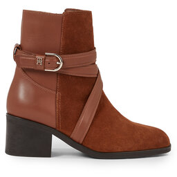 Tommy Hilfiger Botki Tommy Hilfiger Elevated Essential Midheel Boot FW0FW07515 Brązowy