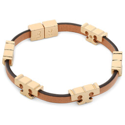 Tory Burch Apyrankė Tory Burch Serif-T Stackable Bracelet 80706 Tory Gold/Coconut/Vachetta
