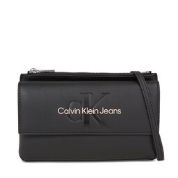 Calvin Klein Jeans Handväska Calvin Klein Jeans Sculpted Ew Flap Xbody Mono K60K610579 Black With Rose 01F