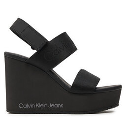 Calvin Klein Jeans Sandale Calvin Klein Jeans Wedge Sandal Webbing In Mtl YW0YW01479 Crna