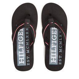 Tommy Hilfiger Šlepetės per pirštą Tommy Hilfiger Corporate Hilfiger Beach FM0FM05436 Juoda